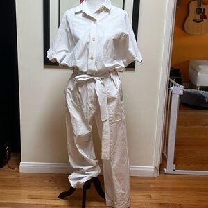 -COS- White Jumpsuit with Cinching Belt, Size 8